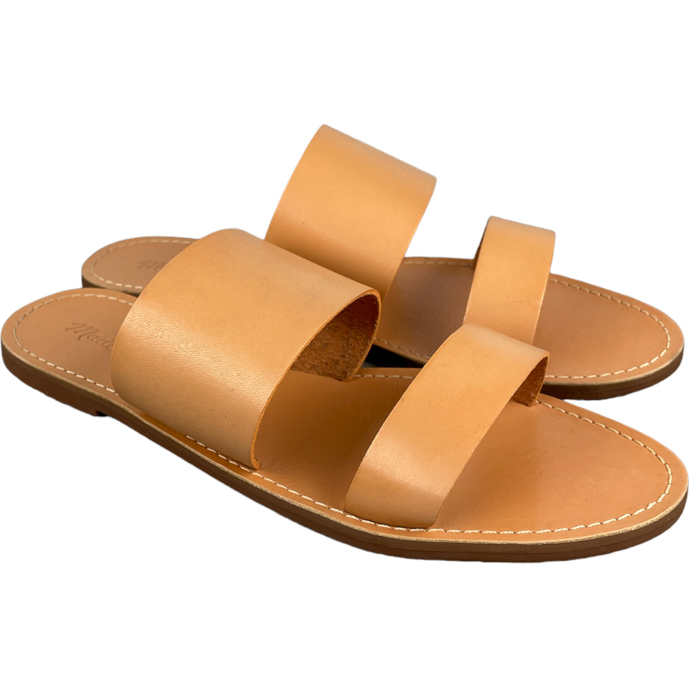 Madewell Women's Boardwalk Strap Randa Slide Slip On Tan Leather Sandal Size 9.5